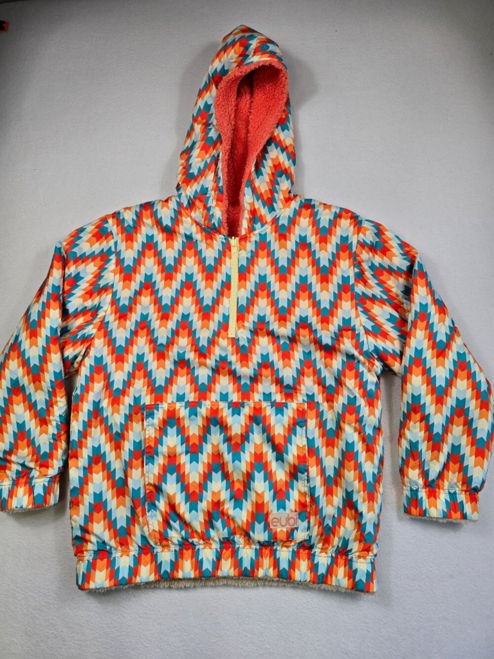 Eubi Teddy Borg Hooded Jacket Large Hoodie Sherpa Reversible